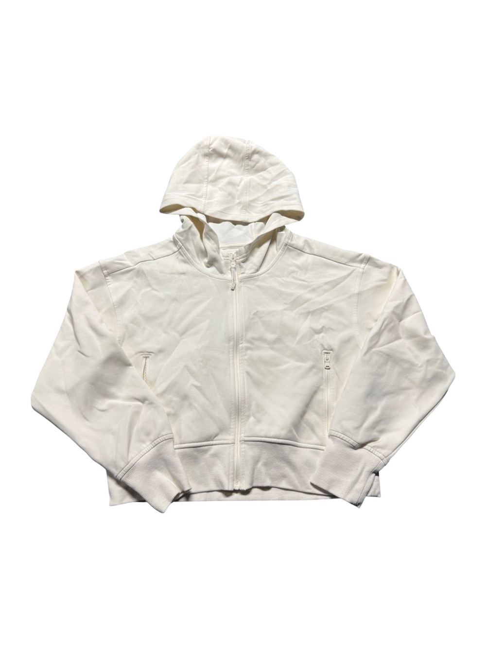 Old Navy Active Dynamic Fleece White Zip Up Hoodie Girls Size L 10-12